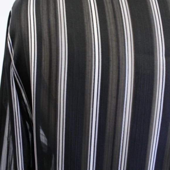White House Black Market Black Sheer Shadow Stripe Button Down Shirt size 10 EUC - Picture 4 of 11